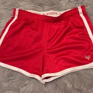 Red polyester shorts